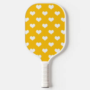 Yellow White Lovely Hearts Design  Pickleball Paddle