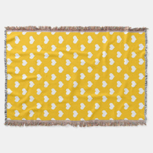 Yellow White Lovely Hearts Design Throw Blanket