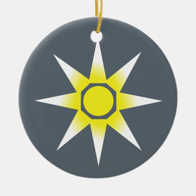 Yellow White Magic Sun Product Ceramic Ornament (Front)