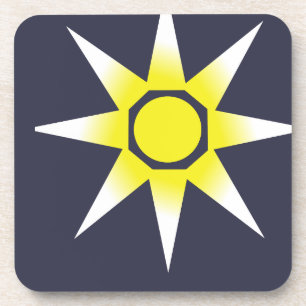 Yellow White Magic Sun Product Coaster