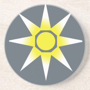 Yellow White Magic Sun Product Coaster