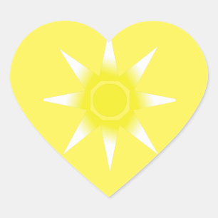 Yellow White Magic Sun Product Heart Sticker