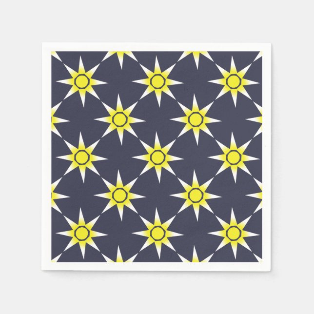 Yellow White Magic Sun Product Napkin (Front)