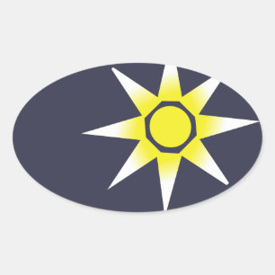 Yellow White Magic Sun Product Oval Sticker