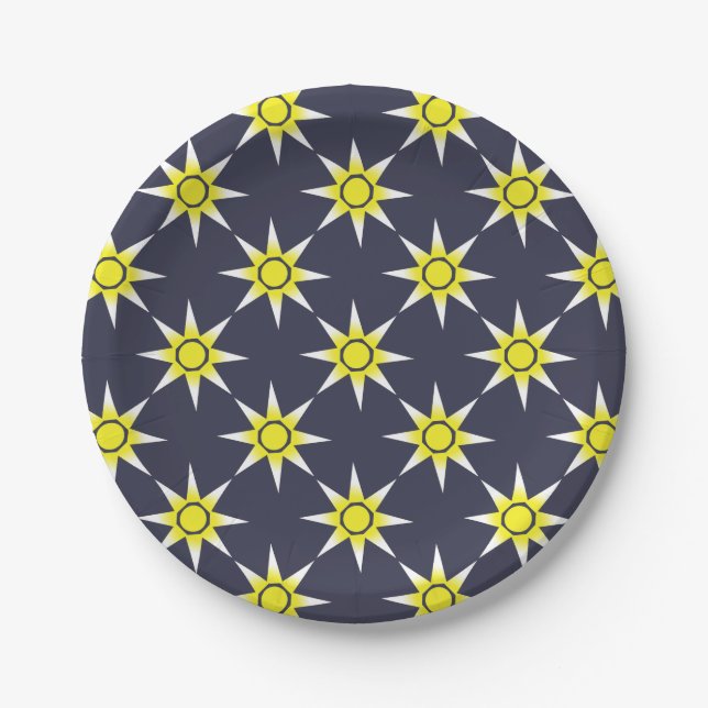 Yellow White Magic Sun Product Paper Plate (Front)
