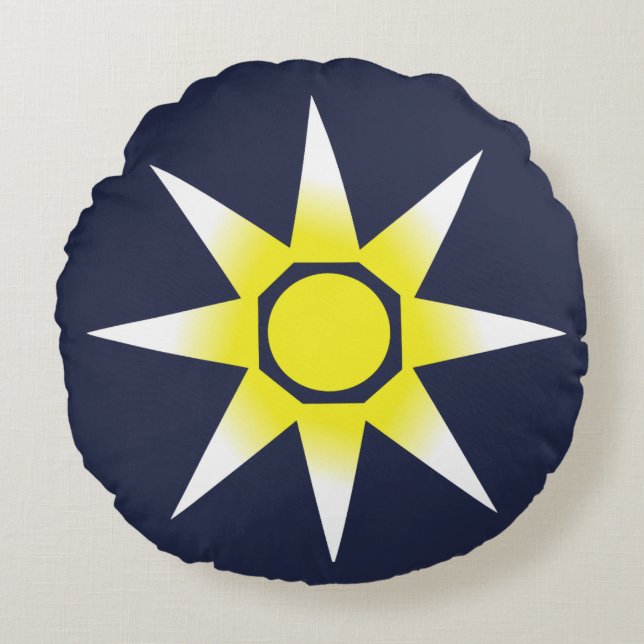 Yellow White Magic Sun Product Round Cushion (Front)