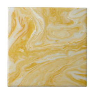 Yellow White Marble Print Ceramic Tile