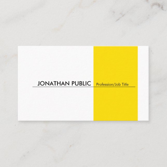 Yellow White Modern Professional Elegant Simple Business Card (Front)
