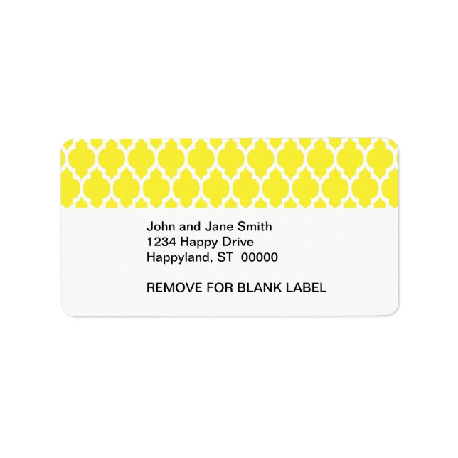 Yellow White Moroccan Quatrefoil Pattern #4 Label (Front)