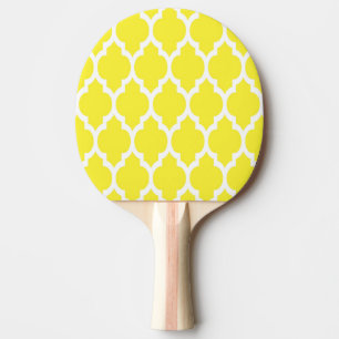 Yellow White Moroccan Quatrefoil Pattern #4 Ping Pong Paddle
