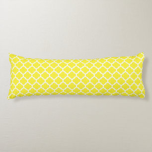 Yellow White Moroccan Quatrefoil Pattern #5 Body Cushion