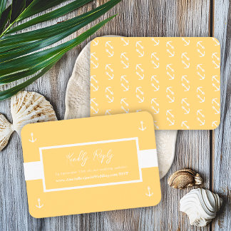 Yellow White Nautical Pattern Website Wedding RSVP Enclosure Card