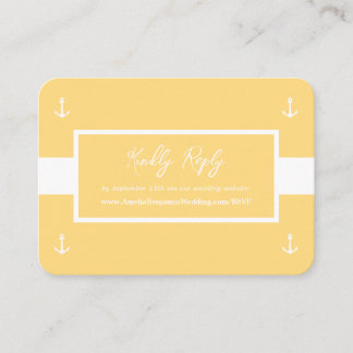 Yellow White Nautical Pattern Website Wedding RSVP Enclosure Card