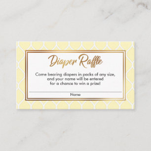 Yellow & White Ogee w/ Gold Diaper Raffle Tickets Enclosure Card