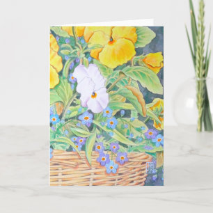 Yellow & White Pansies Get Well Card