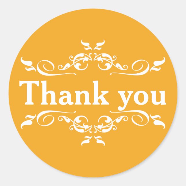 Yellow & White Personalised Thank You Classic Round Sticker (Front)