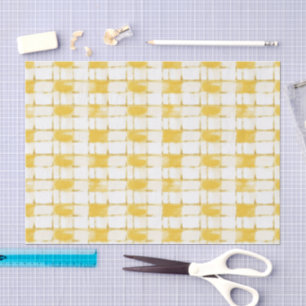 Yellow White Plaid Stripes Birthday Tissue Paper