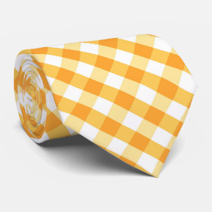 yellow white plaid tiled pattern tie