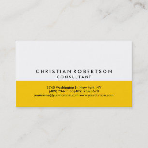 Yellow White Plain Modern Consultant Business Card
