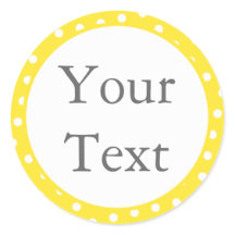 Yellow & White Polka Dot Stickers w/ Custom Text
