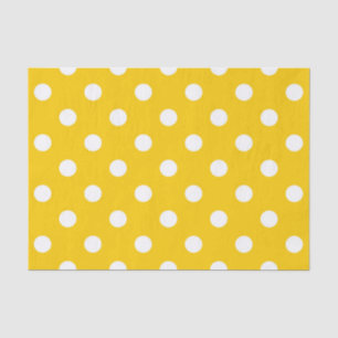 Yellow White Polka Dots Design Tissue Paper