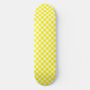 Yellow White Polka Dots Skateboard