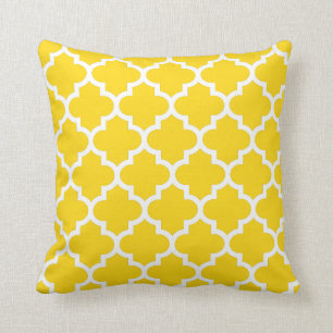 Yellow & White Quatrefoil Pattern Pillow