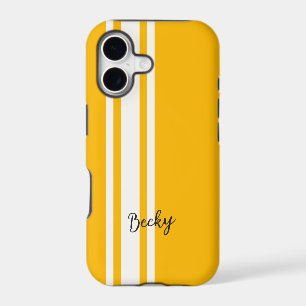 Yellow White Racing Stripes Elegant Name