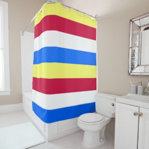 Yellow, White, Red and Blue Stripes Shower Curtain