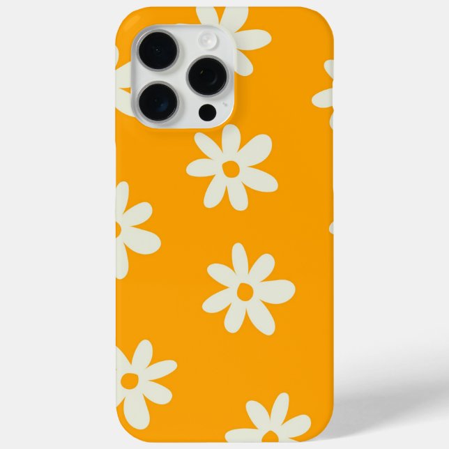 Yellow White Retro Y2K Flower Pattern Case-Mate iPhone Case (Back)