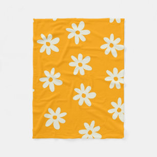 Yellow White Retro Y2K Flower Pattern Fleece Blanket