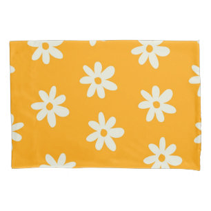 Yellow White Retro Y2K Flower Pattern Pillowcase