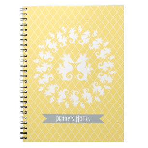 Yellow & White Seahorse Notebook