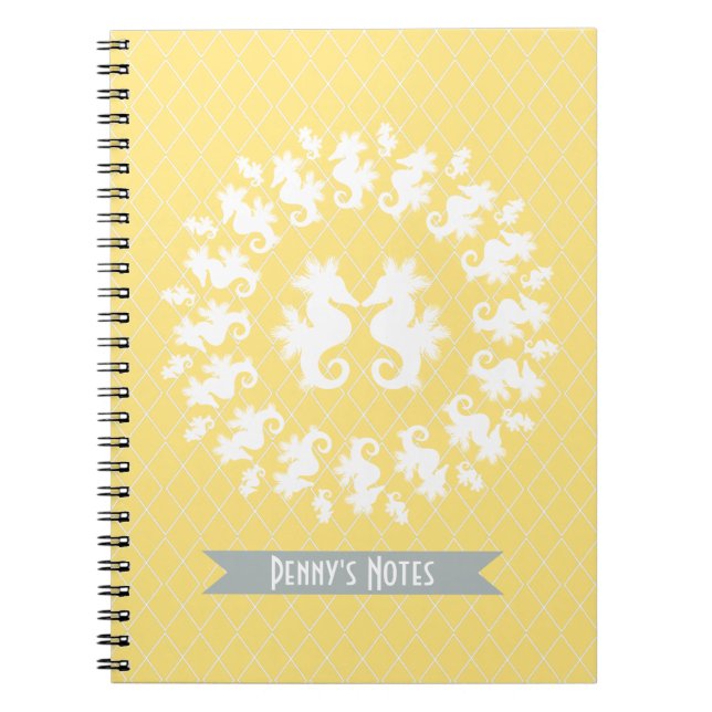 Yellow & White Seahorse Notebook (Front)