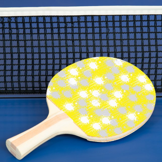 Yellow, White Silver Blush Abstract  Ping Pong Paddle (Insitu)