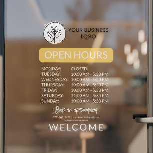 Yellow & White Small Business Logo Open Hours