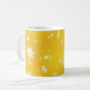 Yellow/White Snowflakes Christmas Coffee Mug
