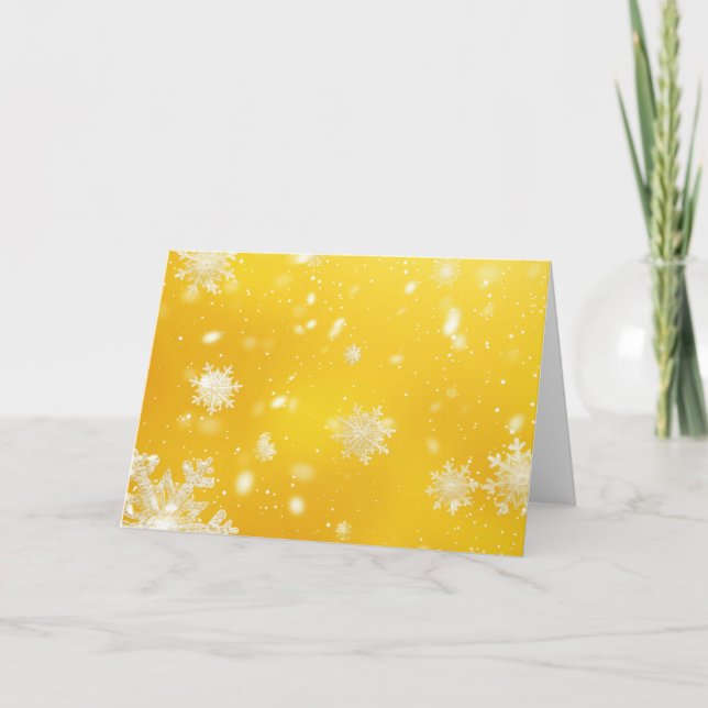 Yellow/White Snowflakes Christmas Holiday Card (Front)