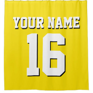 Yellow White Sports Jersey Team Jersey Shower Curtain