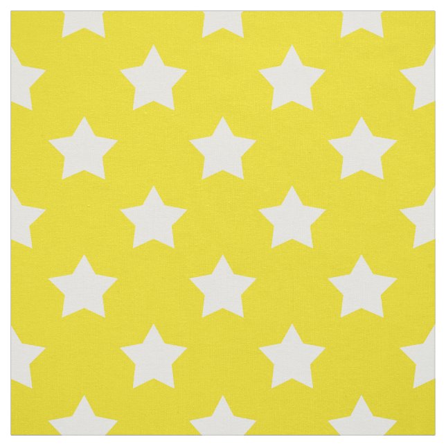 Yellow White Stars Pattern Decorative Textile Fabric (Swatch)