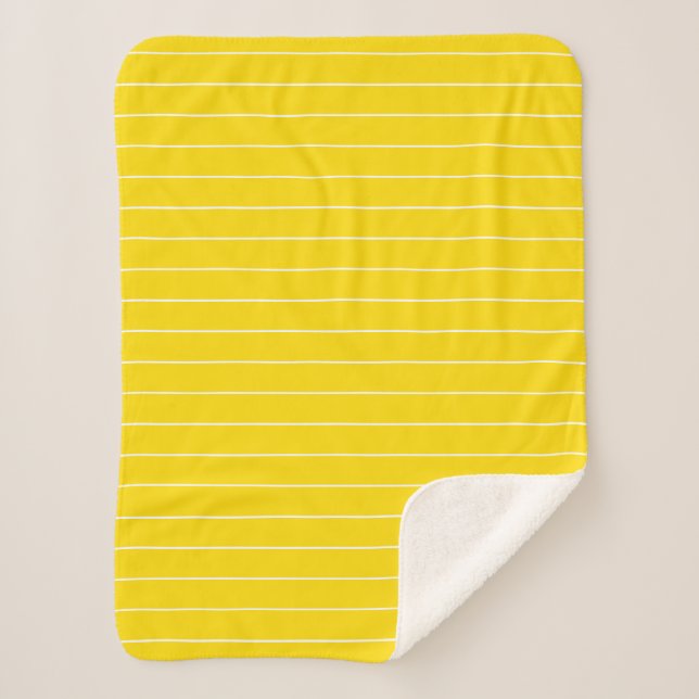 Yellow White Stripe Template Trend Colours Elegant Sherpa Blanket (Front)
