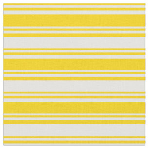 Yellow & White Stripes/Lines Pattern Fabric