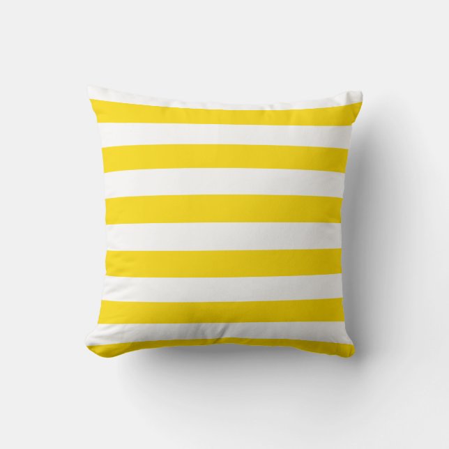 Yellow White Stripes Modern Stylish Cotton Cushion (Front)