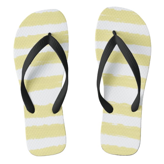 Yellow White Stripes Thongs (Footbed)