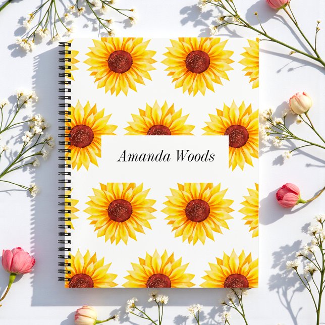 Yellow White Sunflower Floral Pattern Planner (Creator Uploaded)