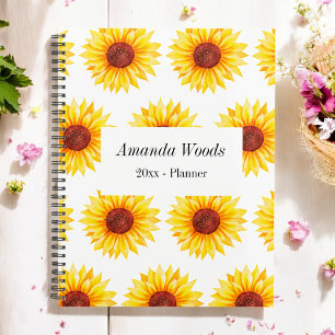 Yellow White Sunflower Floral Pattern Planner