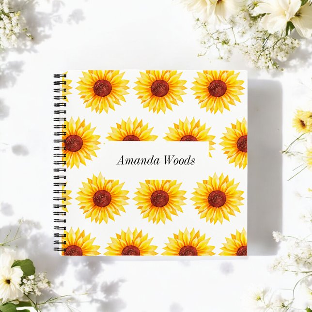 Yellow White Sunflower Floral Spiral Notebook (Creator Uploaded)