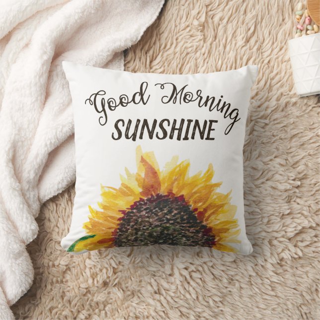 Yellow White Sunflower White Good Morning Sunshine Cushion (Blanket)