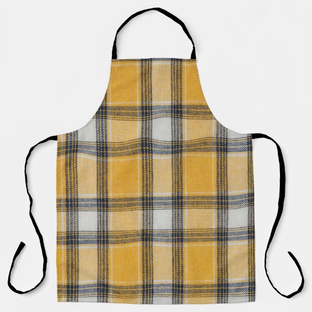Yellow White Tartan Texture Background Apron (Front)