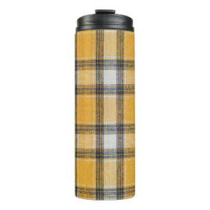 Yellow White Tartan Texture Background Thermal Tumbler